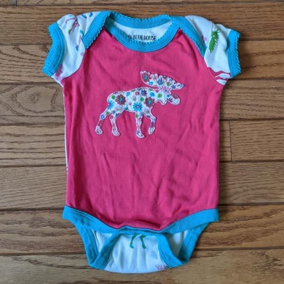 Little Blue House Moose Canada Onesie